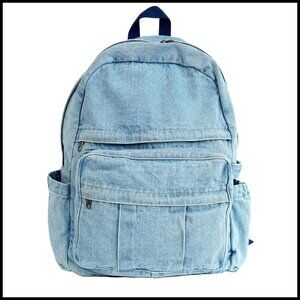Denim Backpack Casual Daypack Retro Lightweight Travel Laptop Bag Classic